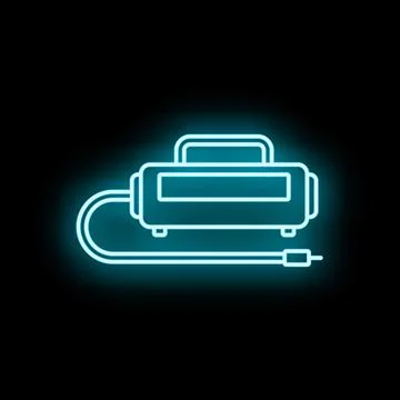 Air compressor line icon glowing neon blue Stock Illustration