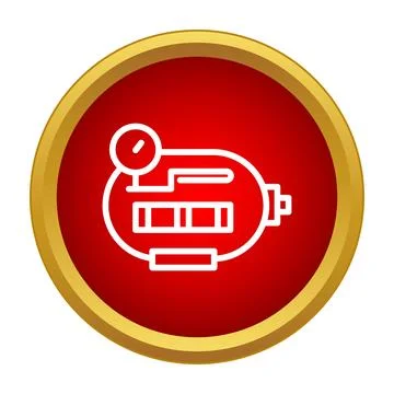 Air compressor line icon on red background 스톡 일러스트