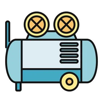 Air compressor line icon vector graphic illustration Stock Illustration