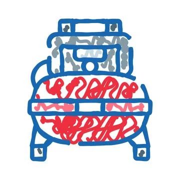 Air compressor machine doodle icon illustration concept Ilustração Stock
