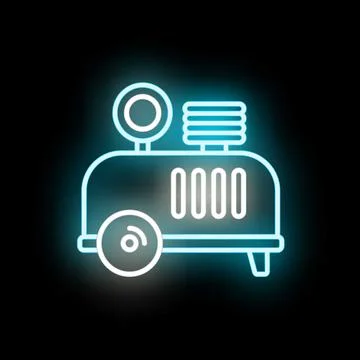 Air compressor machine glowing neon blue light Stock Illustration