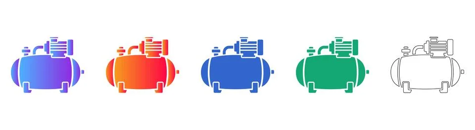 Air Compressor Machine Icon Set for Industrial Use Illustrazione stock