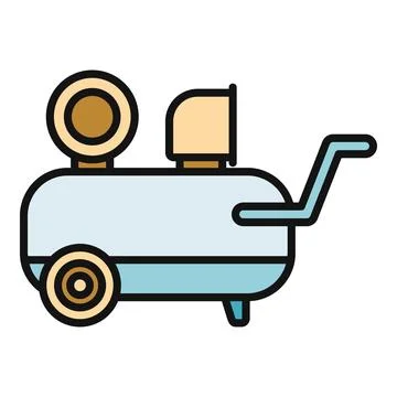 Air compressor machine providing pneumatic power flat icon Stock Illustration