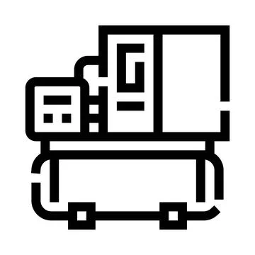 Air compressor machine providing pneumatic power icon Stock Illustration