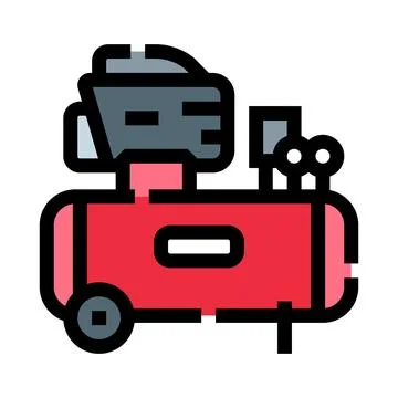 Air compressor machine providing pneumatic power tool energy Ilustração Stock