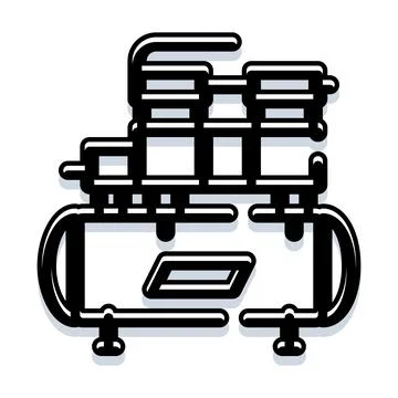 Air compressor machine providing pneumatic power equipment Ilustração Stock