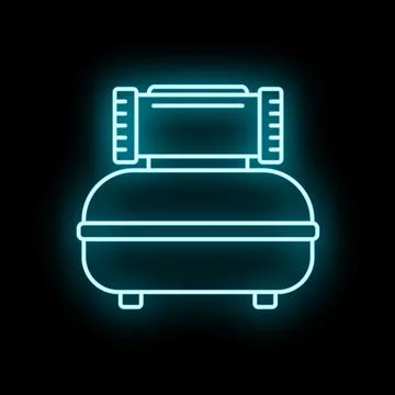 Air compressor neon glowing line icon industrial equipment Stock Illustration