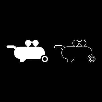Air compressor pneumatic set icon white color vector illustration image sol.. Illustrazione stock