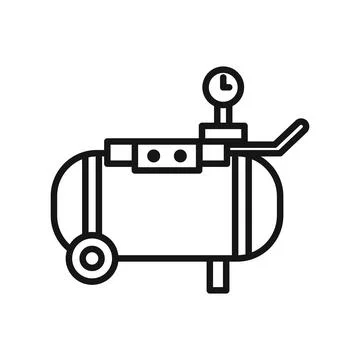 Air compressor pump icon Black line art vector Stock Illustration