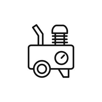 Air compressor pump icon outline collection in black Stock Illustration