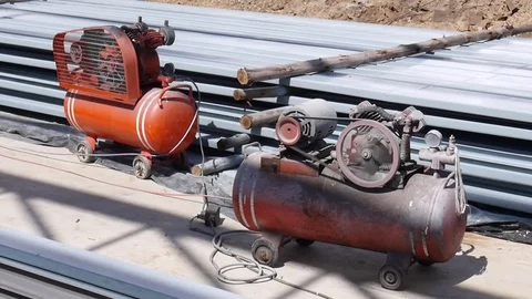 Air compressor system: manometer Stock Footage 75675664