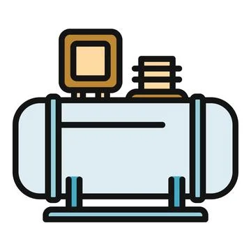 Air compressor tank flat color line icon Stock Illustration
