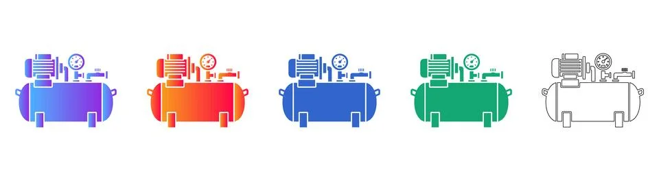 Air Compressor Technical Vector Icon Collection Illustrazione stock