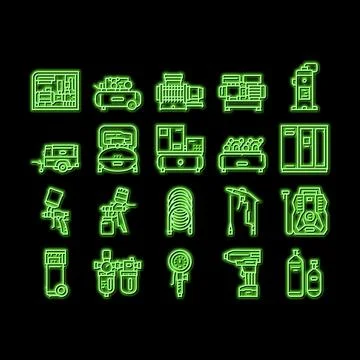 Air Compressor Tool neon glow icon illustration Ilustração Stock