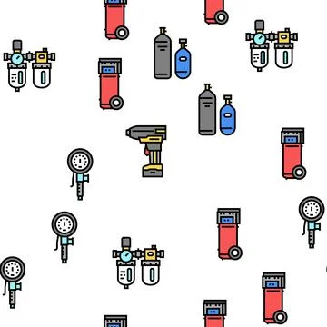 Air Compressor Tool Vector Seamless Pattern Ilustração Stock