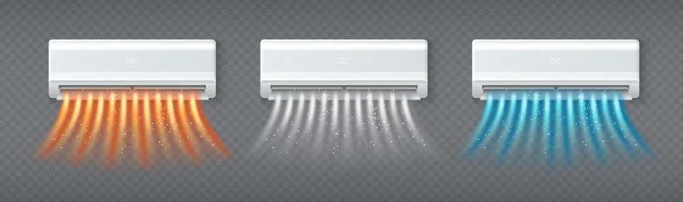 Air condition 3d systems with airflow Illustrazione stock