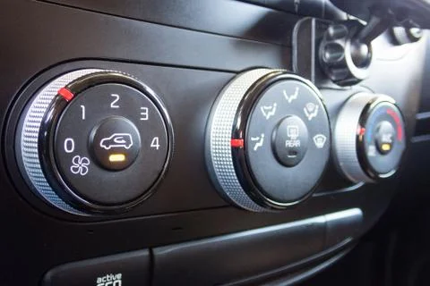 Air condition button inside a car. Crop fragment. Photos
