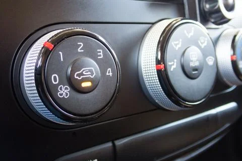 Air condition button inside a car. Crop fragment. 库存照片