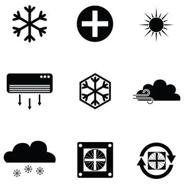 Air condition icon set Stock Illustration