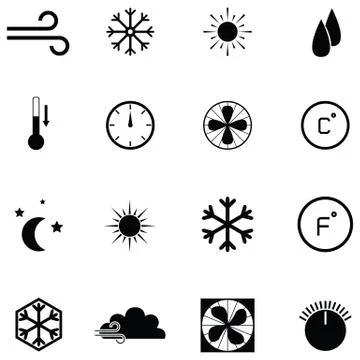 Air condition icon set Stock Illustration