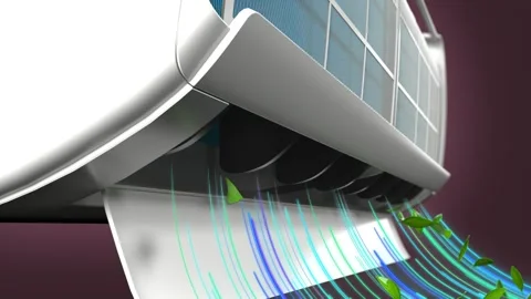 Air conditionar air filter with bacteria and dust graphic animation, Stock Footage 240762898