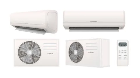 Air conditioner 3d vector illustration in realistic style. Air condition split Illustrazione stock