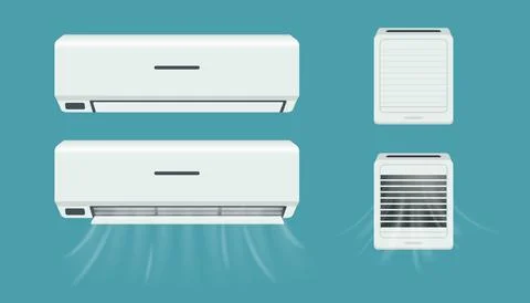 Air conditioner and breather. Cold flow from climate control equipment. Office Stock Illustration
