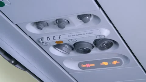Air conditioner and light controll of airplane Stock Footage 182894652