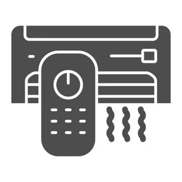 Air conditioner and remote control solid icon, smart home symbol, Climate Illustrazione stock