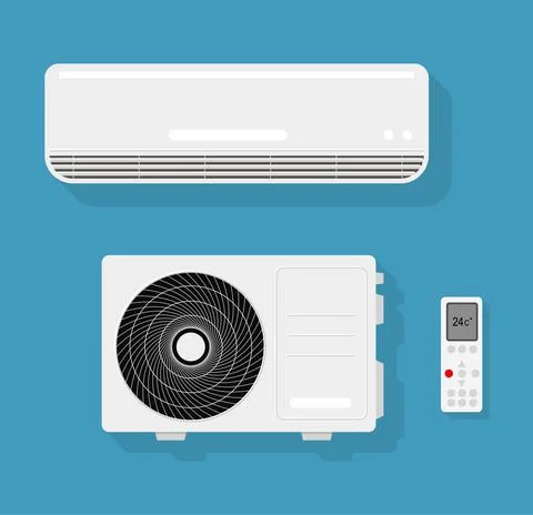 Air conditioner and split air control system templates set, realistic vector  Stockillustratie