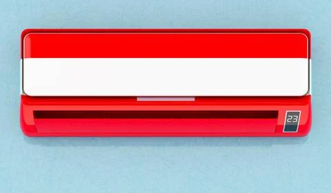 Air conditioner with Austrian flag on the wall. House climate control syst... Photos