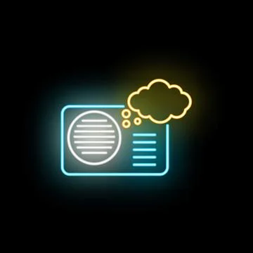 Air conditioner blowing cloud of cold ventilation neon icon Illustrazione stock