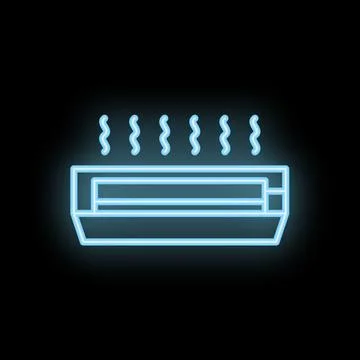 Air conditioner blowing cold air neon icon on black background Ilustración de archivo