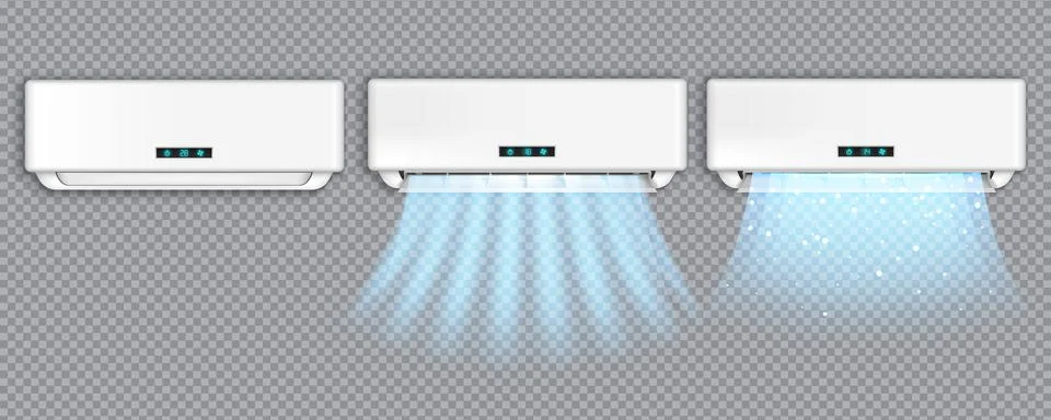 Air conditioner. Cold wind condition, wave flow, cool breeze in home room, white Stock Illustration