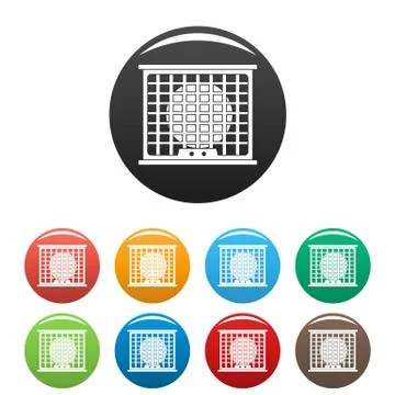 Air conditioner compressor icons set color Illustrazione stock