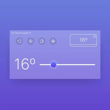 Air conditioner control interface with temperature slider modern design Stock Illustration