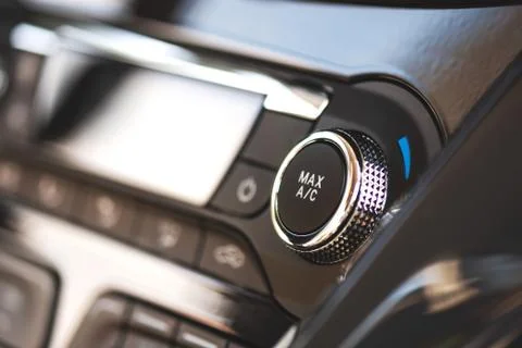 Air conditioner control panel, car cooling system 스톡 사진