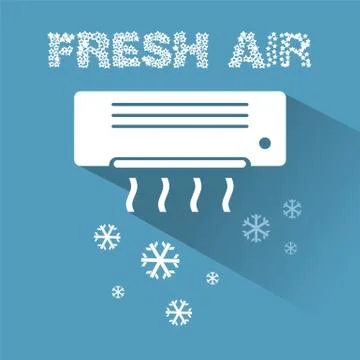 Air conditioner cooling icon with text Stock Illustration