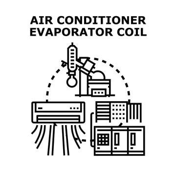 Air conditioner evaporator coil system cooling working process Stock Illustration