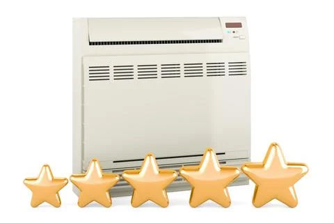 Air conditioner, floor standing unit with five golden stars, 3D rendering Stock Illustration