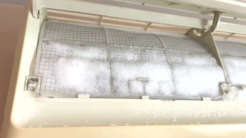 Air conditioner freeze up - close up Stock Footage 183223098