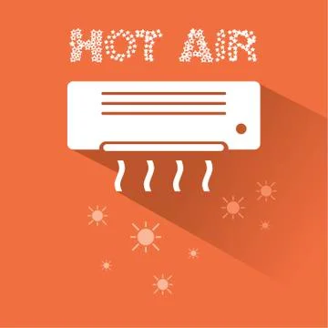 Air conditioner heating icon with text Stock Illustration
