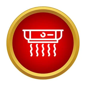 Air conditioner icon cooling ventilation red gold button Stock Illustration