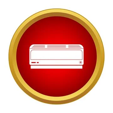 Air conditioner icon in red circle for cooling theme Stock Illustration