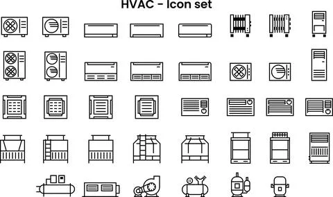 Air conditioner icon set 스톡 일러스트