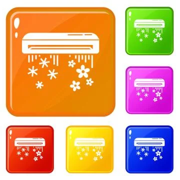 Air conditioner icons set vector color Ilustração Stock