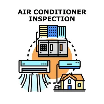 Air conditioner inspection process diagram illustrating climate control Stock Illustration