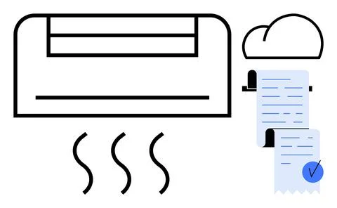 Air Conditioner with Integration of Cloud Technology and Invoice Verification Illustrazione stock