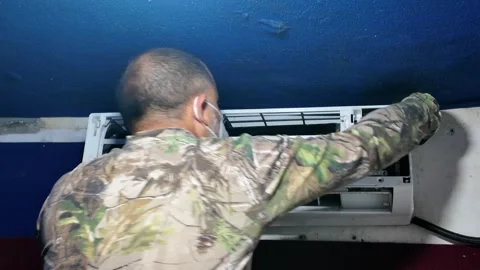 Air Conditioner Internal Cleaning and Repair Stock Footage 323814241