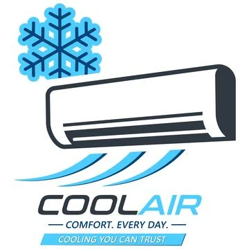 Air Conditioner Logo with Snowflake Cooling Symbol Stock Illustration